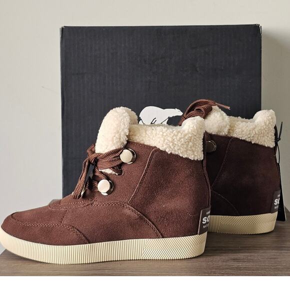 Sorel Women's ONA  Cozy Wedge Boots Size 8 Tobacco/Natural NWT - Picture 1 of 9